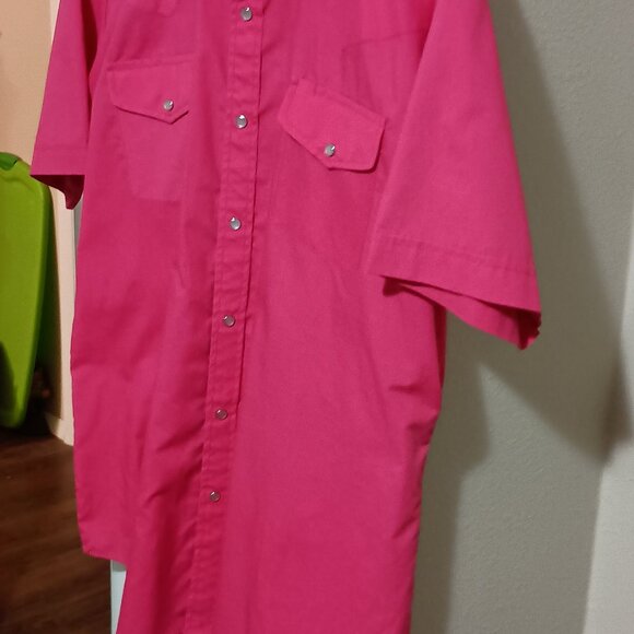 Sheplers Western Fit Mens Short Sleeve Pearl Snap Shirt Size 16.5 Pink - Picture 3 of 10